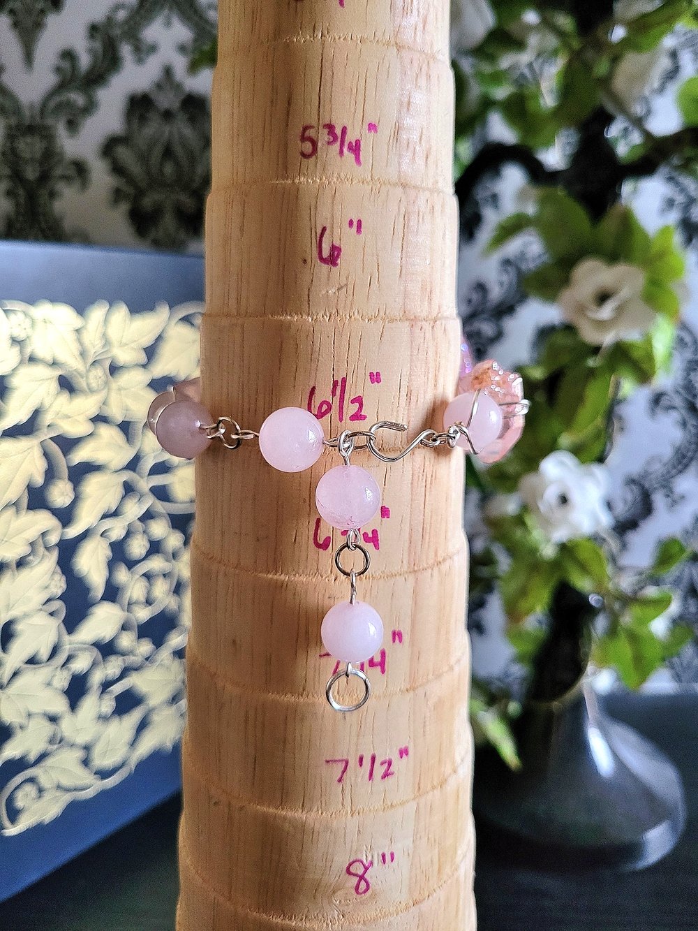 Image of Pink Quartz Wire Bangle Bracelet