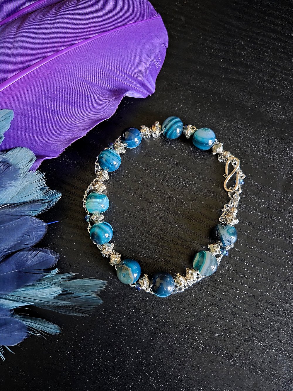 Image of Dyed Teal Agate Victorian-Inspired Bracelet