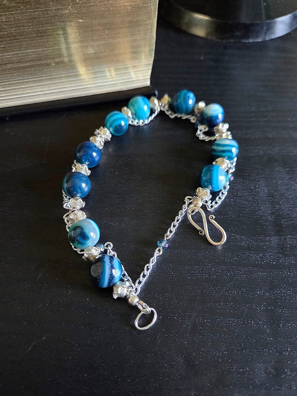 Image of Dyed Teal Agate Victorian-Inspired Bracelet