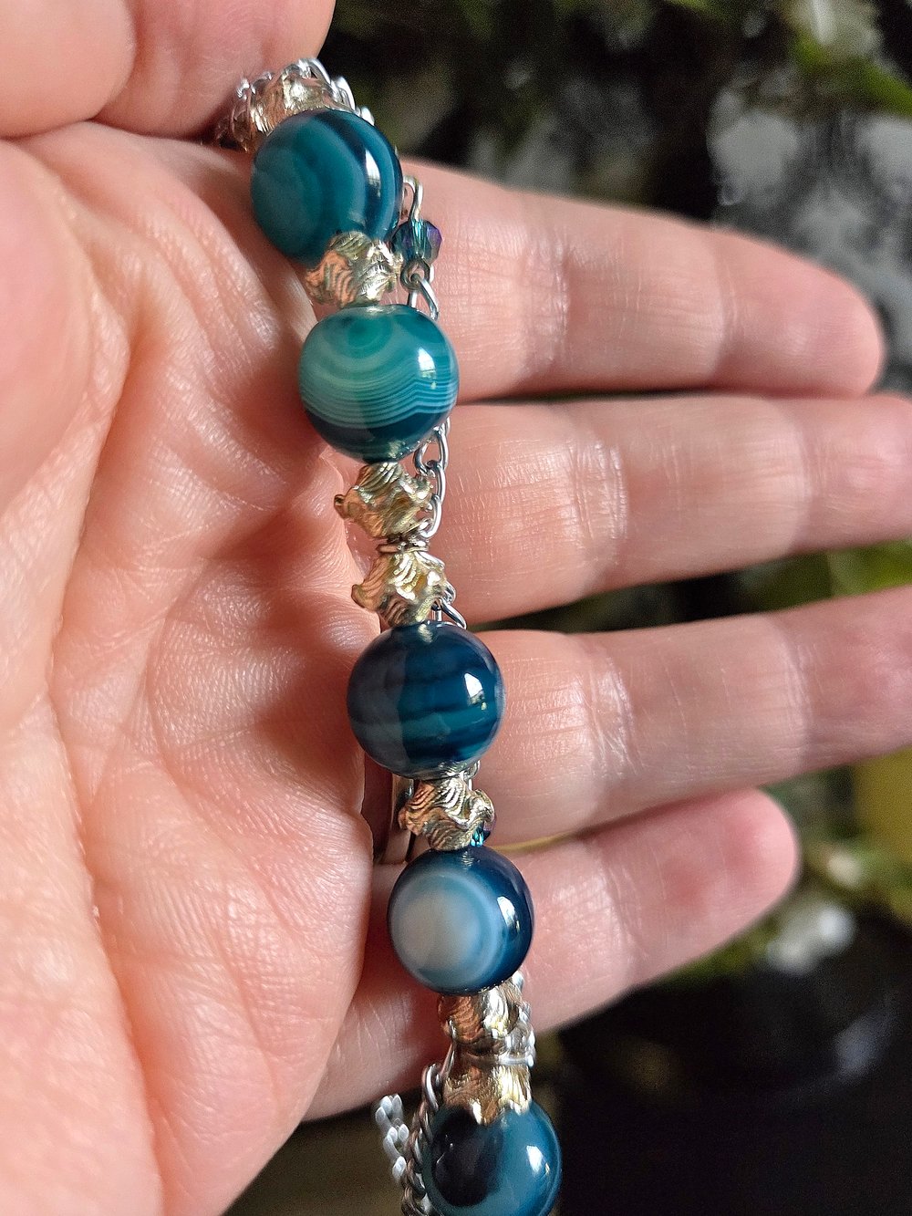 Image of Dyed Teal Agate Victorian-Inspired Bracelet