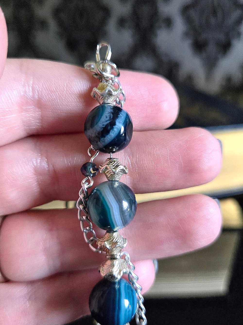 Image of Dyed Teal Agate Victorian-Inspired Bracelet