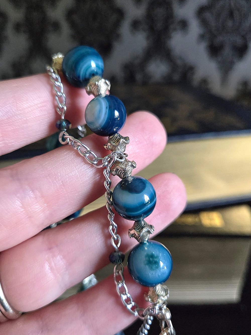 Image of Dyed Teal Agate Victorian-Inspired Bracelet