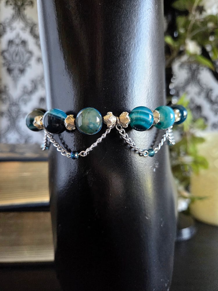 Image of Dyed Teal Agate Victorian-Inspired Bracelet