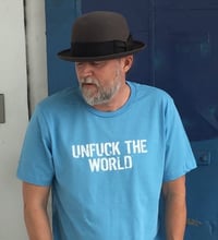 Image 1 of UNFUCK THE WORLD  MEN'S T-SHIRT OCEAN BLUE