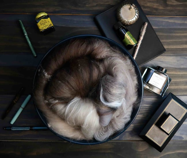 Quills Luxury Art Batt #6 - Correidale, Merino, and Silk