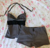 Image 1 of Grey halter top & mid rise shorts set 