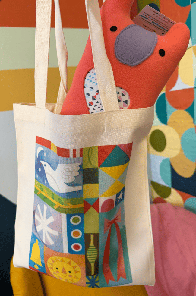 "choose your print" canvas tote bags // "Monthly Quilts" four designs available 