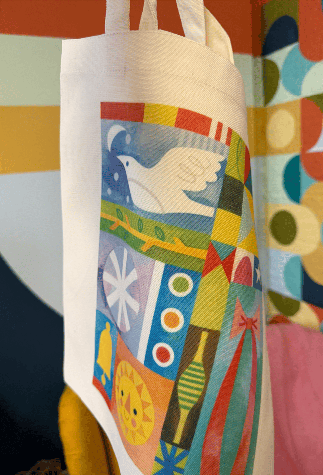 "choose your print" canvas tote bags // "Monthly Quilts" four designs available 