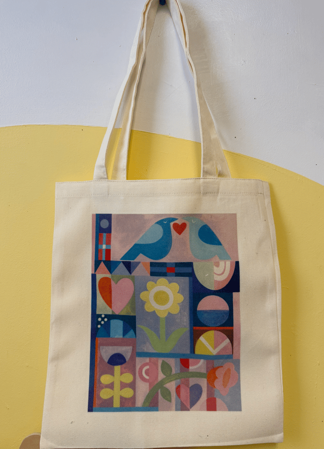 "choose your print" canvas tote bags // "Monthly Quilts" four designs available 