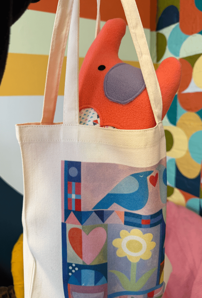 "choose your print" canvas tote bags // "Monthly Quilts" four designs available 