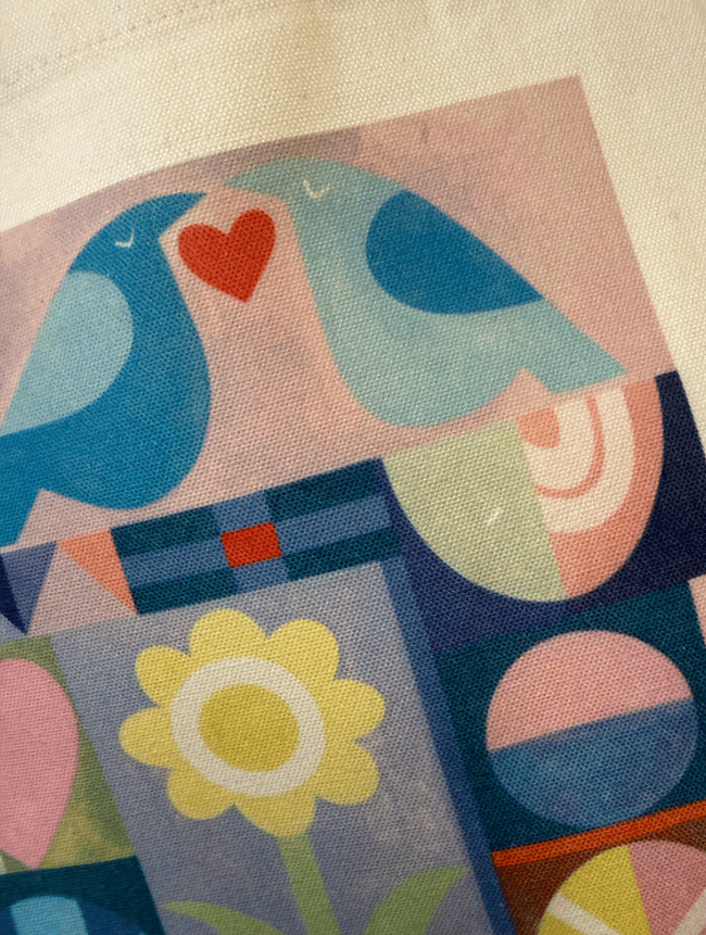 "choose your print" canvas tote bags // "Monthly Quilts" four designs available 