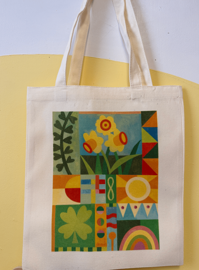 "choose your print" canvas tote bags // "Monthly Quilts" four designs available 