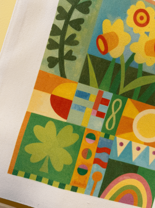 "choose your print" canvas tote bags // "Monthly Quilts" four designs available 