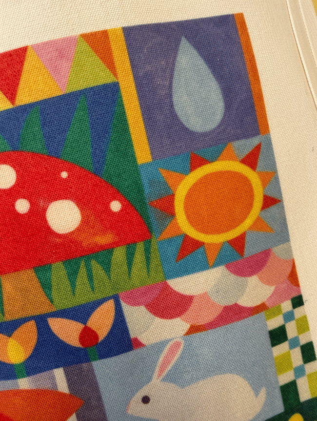 "choose your print" canvas tote bags // "Monthly Quilts" four designs available 