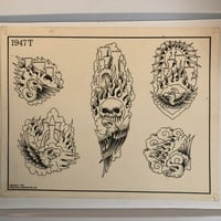 Image 1 of 1990 Spaulding & Roger’s Ted Naydan production sheet castles/skulls 11x14