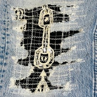 Image 15 of Levi’s 501 Button Fly Custom Embellished  jeans Vintage 86 redesigned roses & butterflies SZ 34/32