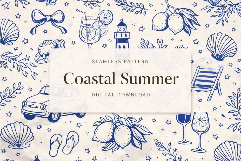 Image of Textile Print - Coastal Summer