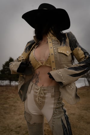 Image of Toxic Vision The Duel cream leather top