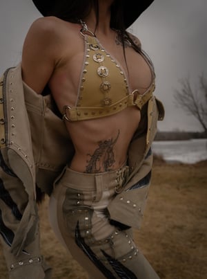 Image of Toxic Vision The Duel cream leather top