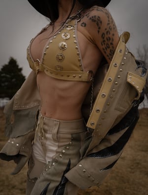 Image of Toxic Vision The Duel cream leather top