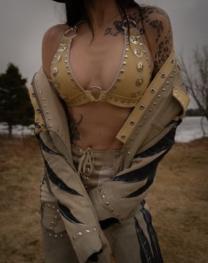 Image of Toxic Vision The Duel cream leather top