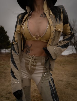 Image of Toxic Vision The Duel cream leather top