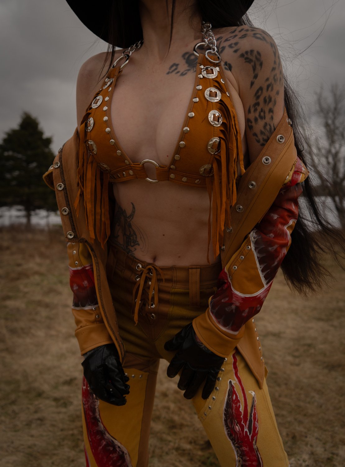 Image of Toxic Vision The Duel tan leather top