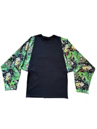 Image 2 of T-shirt noir manche raglan à motifs forêt et animal