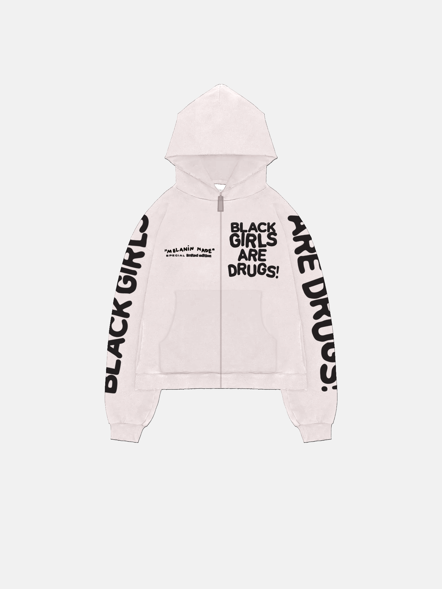 Image of BLACK GIRLS ARE DRUGS® DOUBLE LAYERED HOODIE - "OFF-WHITE"