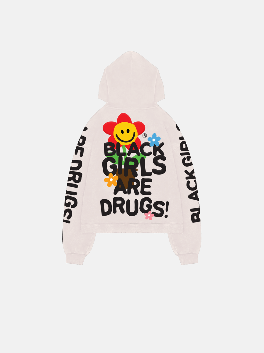 Image of BLACK GIRLS ARE DRUGS® DOUBLE LAYERED HOODIE - "OFF-WHITE"