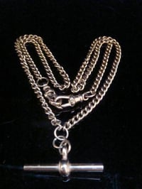 Image 1 of 9CT ALBERT  ROSE GOLD 42cm 6.6g T BAR AND 2 DOG CLIPS CHAIN