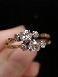 Image 4 of Edwardian 18ct platinum yellow old cut gold diamond toi et moi style ring