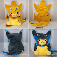 Image 3 of Pikachu Mega Charizard X Y Poncho Plushies