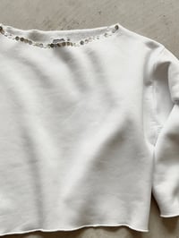 Image 1 of Balerina off shoulder sweatshirt with mother of pearl buttons -white 