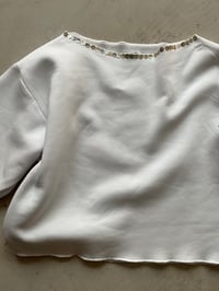Image 2 of Balerina off shoulder sweatshirt with mother of pearl buttons -white 