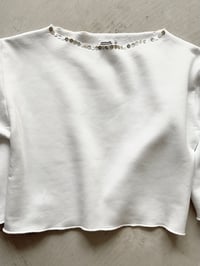 Image 5 of Balerina off shoulder sweatshirt with mother of pearl buttons -white 