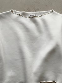 Image 6 of Balerina off shoulder sweatshirt with mother of pearl buttons -white 