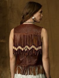 Image 5 of Rare Ralph Lauren Denim & Supply Beaded Leather Fringe Vest