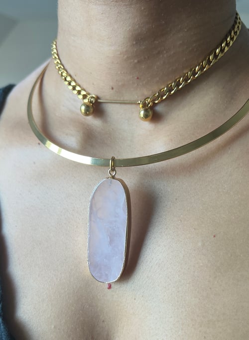 Image of SWERVE• Rose Quartz Circle Necklace