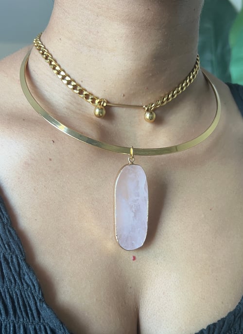 Image of SWERVE• Rose Quartz Circle Necklace