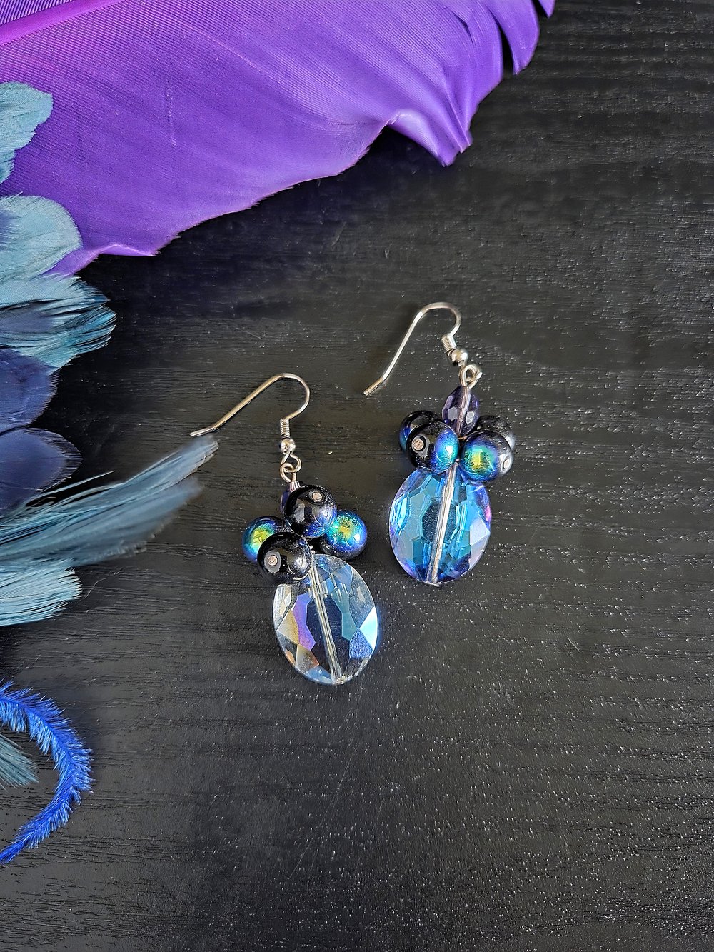 Image of Galaxy-Inspired Handmade Dangle Earrings