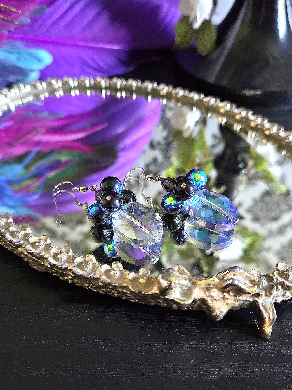 Image of Galaxy-Inspired Handmade Dangle Earrings