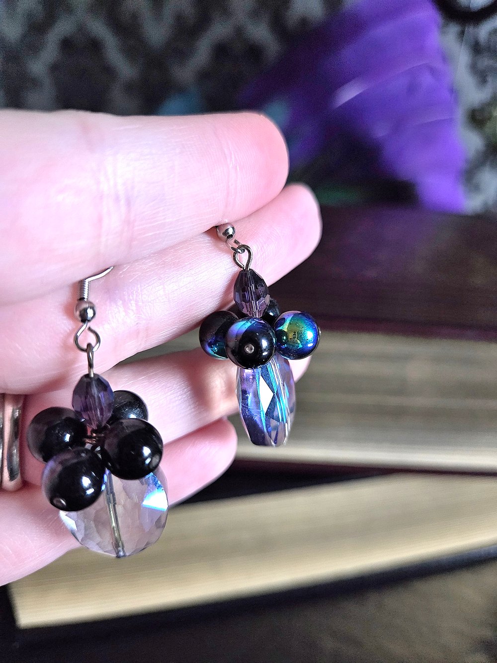 Image of Galaxy-Inspired Handmade Dangle Earrings