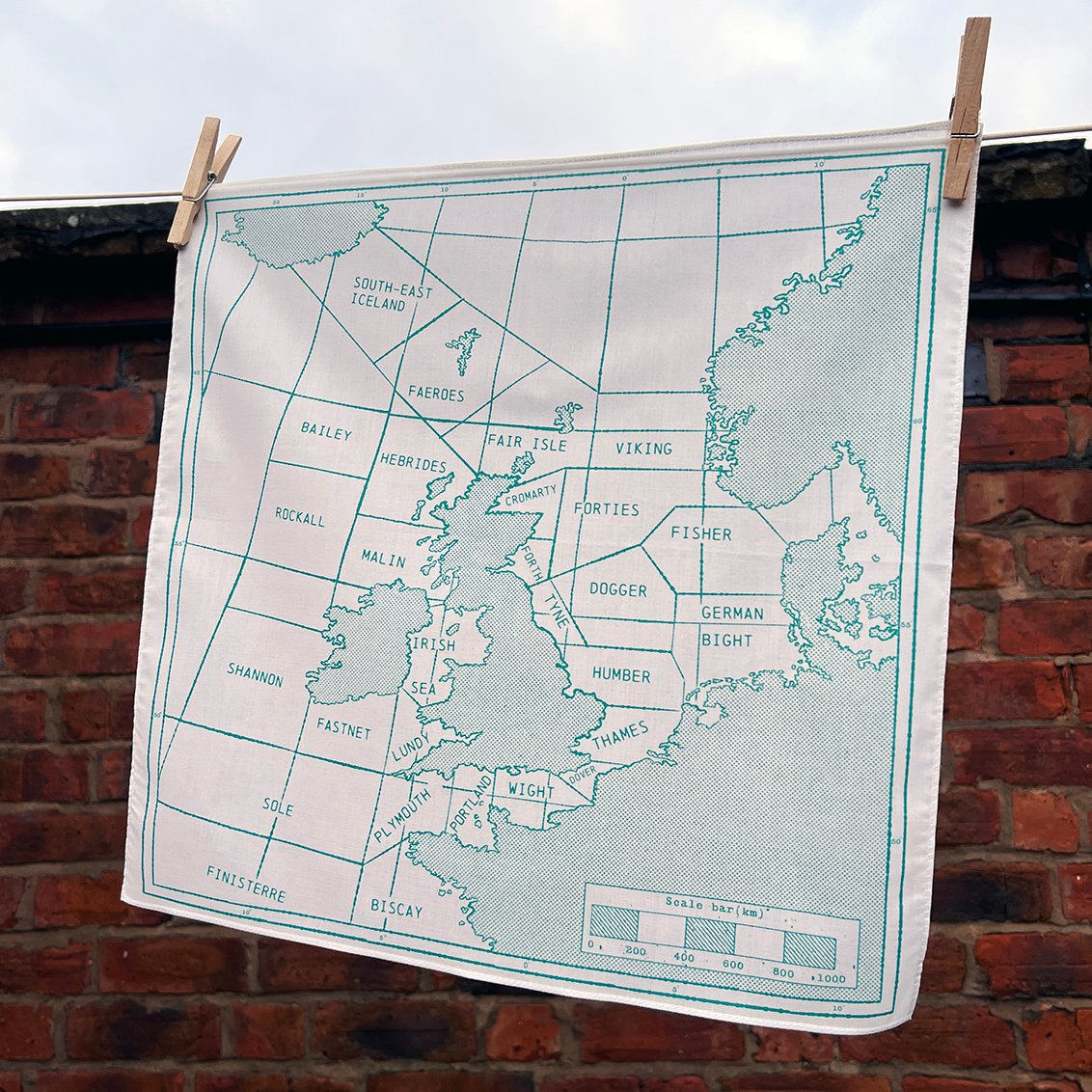 Strofinaccio Da Cucina In Cotone 100% Con Mappa 'Shipping Forecast' - Canovaccio 75x45 Cm - Regalo Originale Per Appassionati Di Mare E Meteo