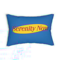 Image 1 of Seinfeld Lumbar Pillow Double Sided Serenity Now Insanity Later Funny TV Gift
