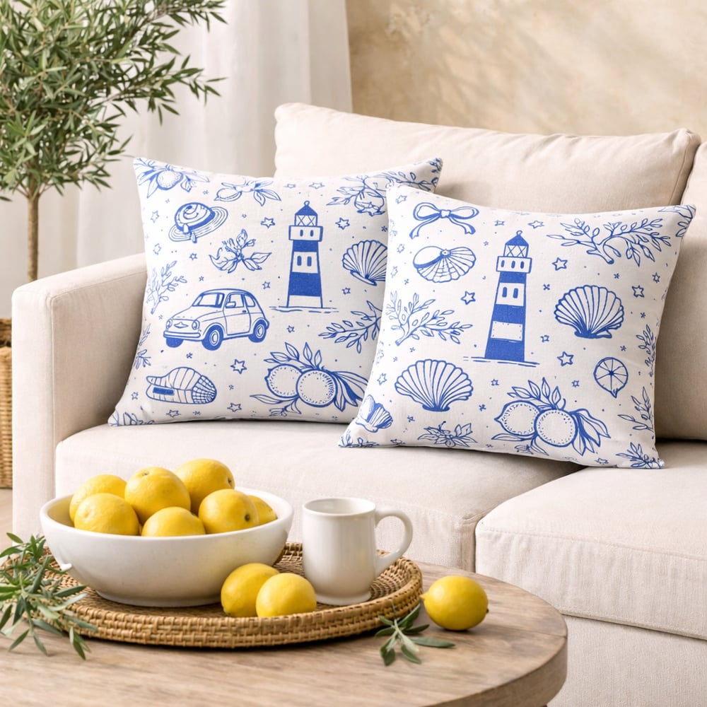Image of Fabric Design - Coastal Summer - Cobalt Blue