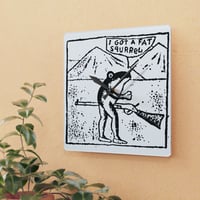 Image 3 of Eugene Teal Fat Squirrel Acrylic Wall Clock