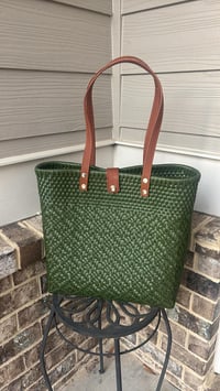 Tote Bag with Leather-Green
