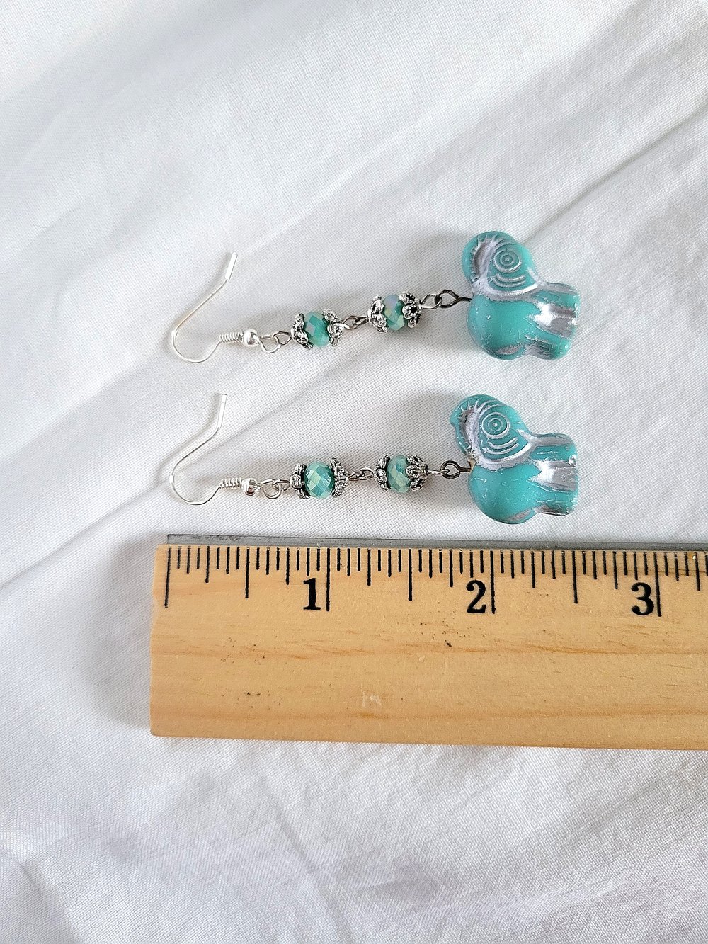 Image of Victorian-Inspired Turquoise Elephant Dangle Earrings with Antique Silver Wash