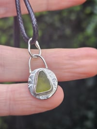 Image 5 of Ready to ship! Mens Necklace! Cornish Green seaglass & Sterling Silver pebble 